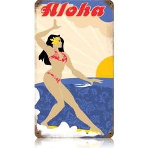  Aloha Surfer Sports and Recreation Vintage Metal Sign   Garage Art 