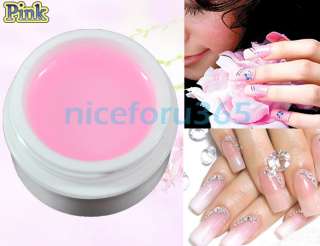   False Nail Art Tips UV Gel Builder Glue Pink White Clear Kit  