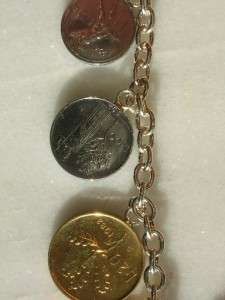 Vintage sterling Milor chain necklace w/ 9 Italian Lira coins from 
