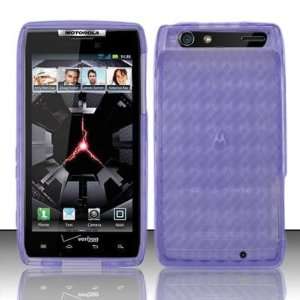 VMG Motorola Droid RAZR TPU Hard Rubber Skin Case   Purple Design Semi 