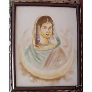  A Paper Painting of Lady wearing Elegant Traditional 