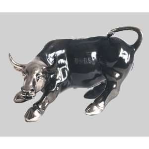 Little Wall Street Bull without Base Statue   Pewter Finish  