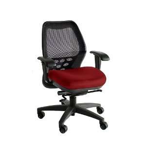  Mid Back Mesh Task Chair Burgundy Fabric Seat/Black Mesh 