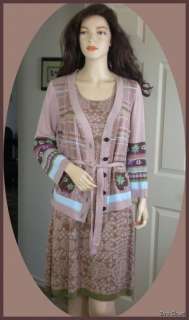 Catherine Andre Iconic Knit 2 Piece Colorful Cardigan Sweater & Sheath 