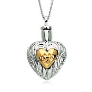    Pet Heart Ash Holder Two Tone Necklace Deborah Birdoe Jewelry