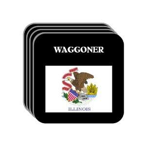  US State Flag   WAGGONER, Illinois (IL) Set of 4 Mini 