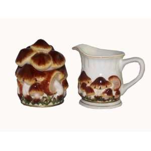  MUSHROOM CERAMIC SUGAR & CREAM SET