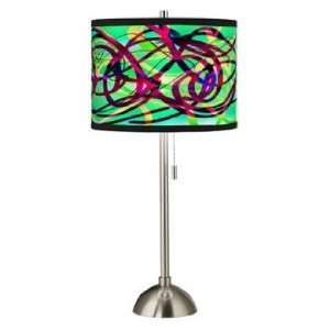  Electric Ribbons Green Giclee Style Art Shade Table Lamp 