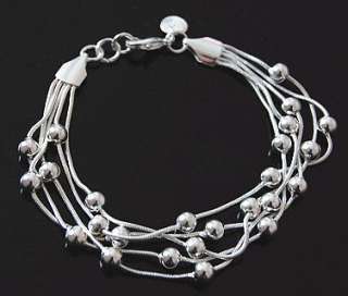Latest 925 Silver Plated Layered Beads Necklace + Bracelet 8 18 
