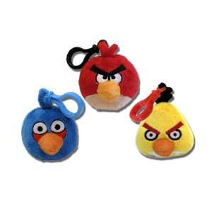  Angry Birds Plush Backpack Clip Set Of 3   3 per Pack 