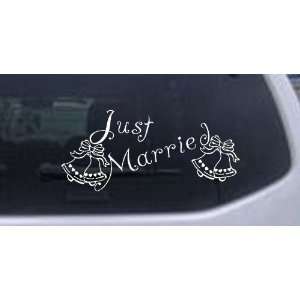  Just Married Car Window Wall Laptop Decal Sticker    White 