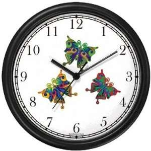   Butterflies (Butterfly) Wall Clock by WatchBuddy Timepieces (Black