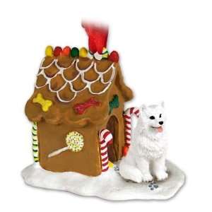 AMERICAN ESKIMO Dog Miniature NEW Resin GINGERBREAD HOUSE Christmas 