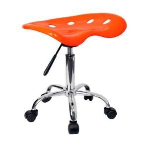  Vibrant Tractor Seat and Chrome Stool (Orange) (20.25H x 