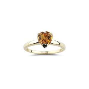  0.07 Ct Diamond & 1.06 Cts Citrine Heart Ring in 14K 