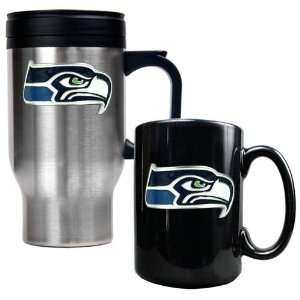  Seattle Seahawks NFL Travel Mug & Ceramic Mug Set 