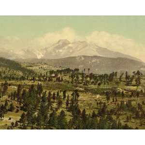 Vintage Travel Poster   Longs Peak from Mont Alto Colorado 24 X 19
