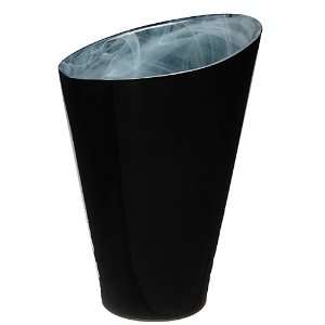  Sea Glasbruk Candy Vase, Black 7 3/8in