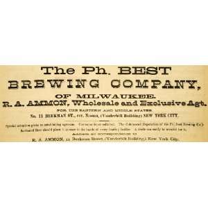 1883 Ad Brewing Company Ammon Beekman Beer Milwaukee   Original Print 