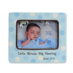  Enesco Blue Photo Frame Polka Dot Baby Boy Little Miracle 