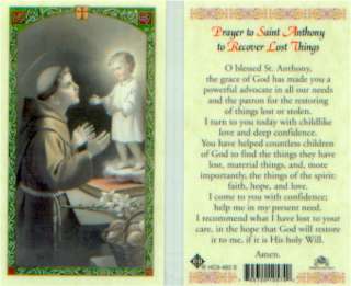Prayer to Saint Anthony to Recover Lost Things Laminated Holy Card