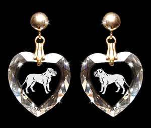 Dogue de Bordeaux   French Mastiff Crystal Earrings  