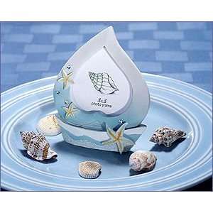 Boat Shaped Photo Frames With Starfish Designs Blue & White Colors 