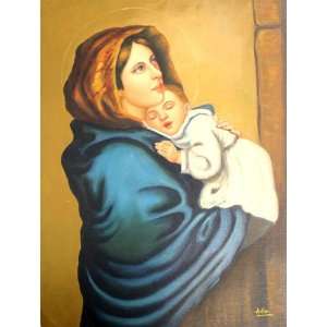   Madonna & Child Icon Oil Painting on Canvas 12x16