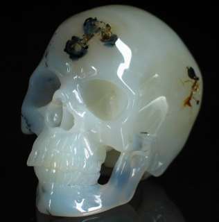 Agate Carved Crystal Skull, Super Realistic, Gemstone  