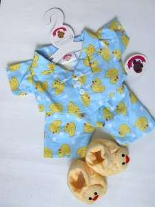 Blue Duck Pjamas with Slippers Teddy bear clothes fit 15 Build a Bear 