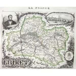 MAP of France Department Loiret incl. View of City of Orleans   FINE 
