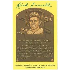  Rick Ferrell Autographed Hall of Fame Plaque Postcard 