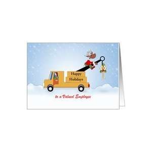 For Employee Tow Truck Christmas Card Reindeer Sitting Customizable 