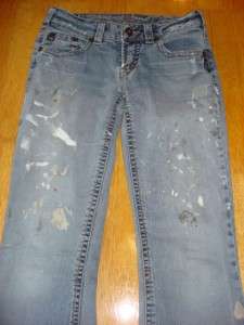   Painted Unique WORN Silver Jeans Size 28/33 AIKO Good Condition  