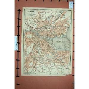   MAP 1901 SWITZERLAND STREET PLAN TOWN GENEVE CHAMEL