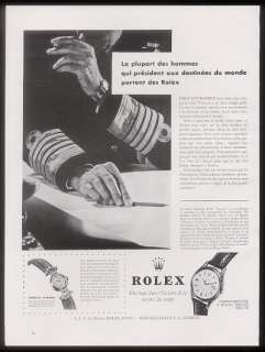 1956 Rolex watch airline pilot photo French print ad  
