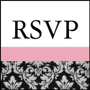  Black and White RSVP Wedding Stamps with Pink Office 