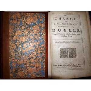  The Charge Of Sr. Francis Bacon. 1670 Edition N/A Books