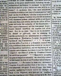 CONFEDERATE Anti Abraham Lincoln Civil War 63 Newspaper  