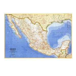  Mexico Map 1973 Giclee Poster Print, 24x18