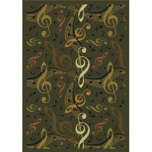   Green Music Notes Nylon STAINMASTER Rug 5.40 x 7.80.