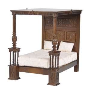   Miniature Tudor Tester Bed with Carved Panel Headboard Toys & Games