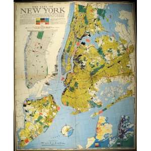  1939 Print New York City Map Bronx Manhattan Boroughs 