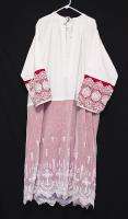 White & Red LINEN & LACE ALB Bishop Monsignor Vestment Clergy Church 