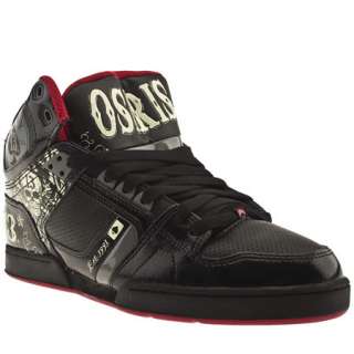 OSIRIS NYC 83 LUCKY 13 MENS BLACK RED LEATHER HI TOPS S  