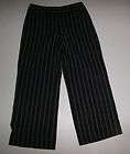 AK ANNE KLEIN BLACK Striped TROUSER PANTS size 8 CUFFED  