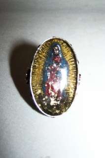 Virgin Lady Guadalupe Silver Tone Oval Ring Sz 7 8  