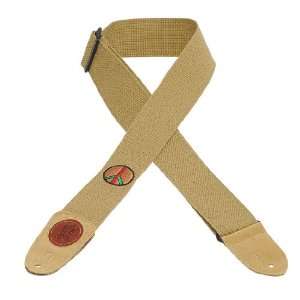   strap with Rastafarian peace symbol patch, Tan Musical Instruments