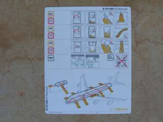 Lufthansa Airlines Safety seat card B 747 400 1997  