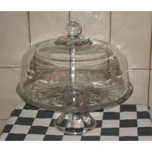  Glass Pedestal Cake Plate with Dome Cover 